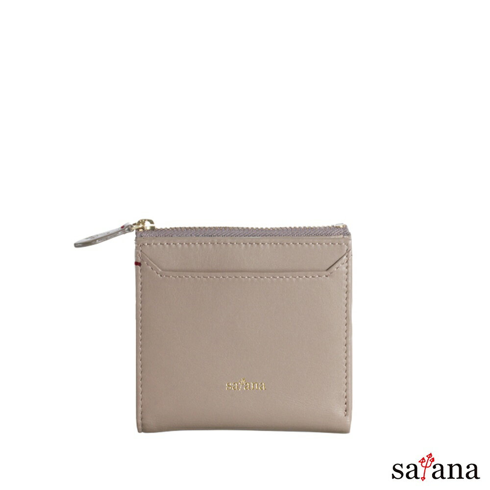 【satana】Leather 不簡單萬用短夾 奶茶色 SLG0610 | 短夾 皮革短夾 皮夾 皮短夾 皮包 錢包 女包