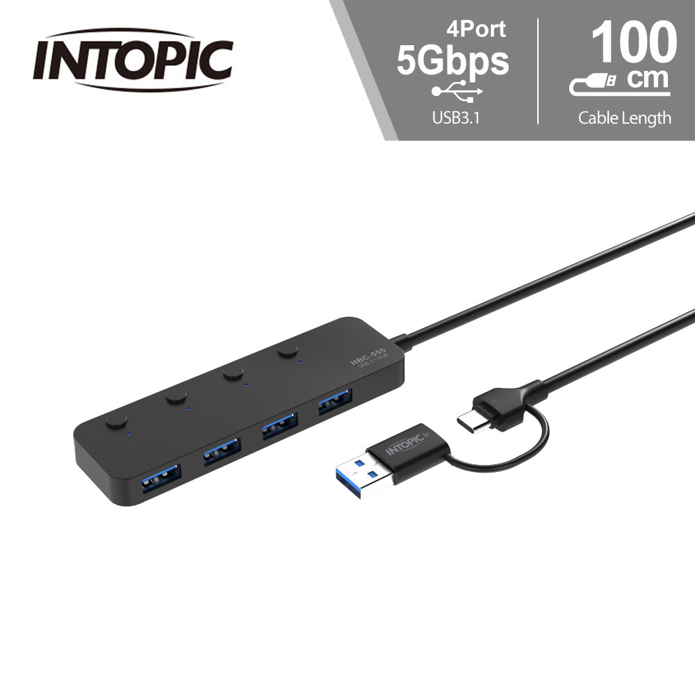 【INTOPIC 廣鼎】HBC-555 USB3.1 Type-C 高速集線器【三井3C】