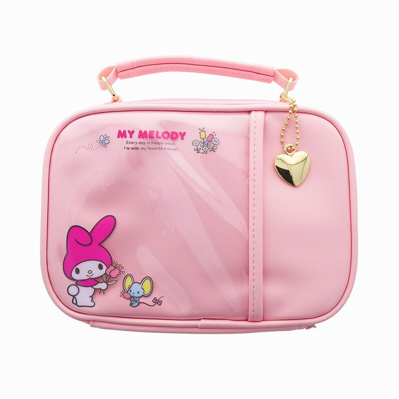 asdfkitty*美樂蒂粉紅色 皮質 手提化妝包 收納包 置物包-日本正版商品