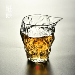 加厚玻璃水波紋日式公道杯純手工大號分茶器手工茶海透明耐熱均杯1入