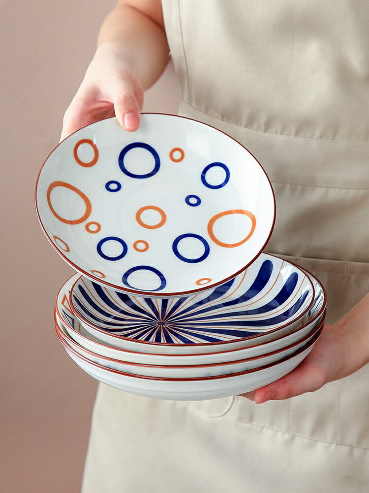 2個裝日式陶瓷盤子家用餐盤餐具碟子裝菜盤釉下彩碟子