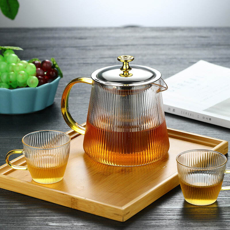 優樂悅~玻璃茶壺耐高溫家用電陶爐煮茶器過濾辦公室紅茶泡茶壺茶水分離杯手沖壺 茶壺