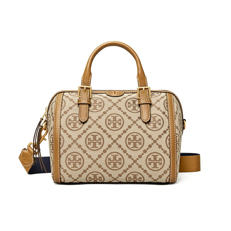 精選★TORY BURCH T MONOGRAM 提花酒桶包女士單肩包斜挎包 83970(整新)   ~【夏日美包★菲尼斯 國際精品↘3折起】 1
