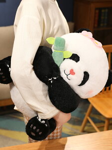 玩偶 布偶 抱枕 仿真黑白大熊貓花花玩偶毛絨玩具周邊抱枕公仔布偶娃娃生日禮物『JD4302』