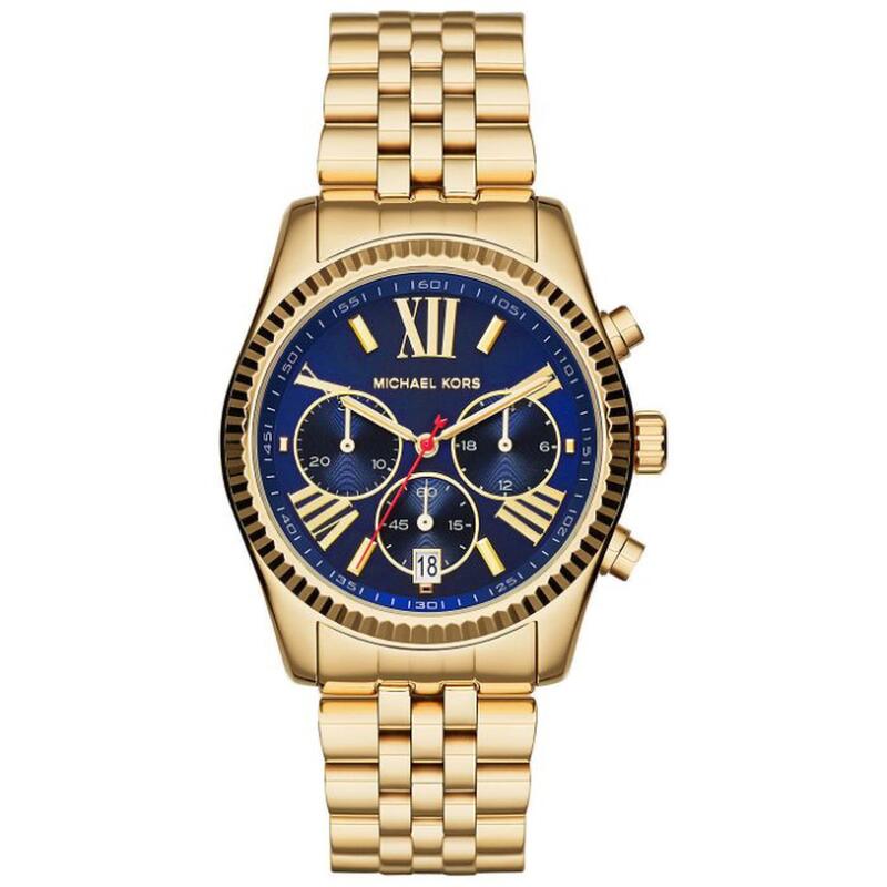 『Marc Jacobs旗艦店』美國代購 Michael Kors 金藍不鏽鋼三眼計時石英腕錶
