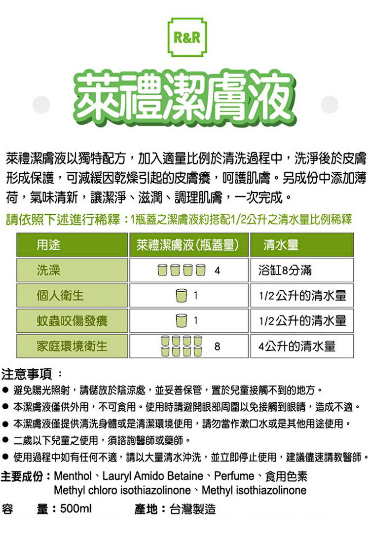 萊禮｜抗菌液 500ml 潔膚液 萊潔潔膚液 2