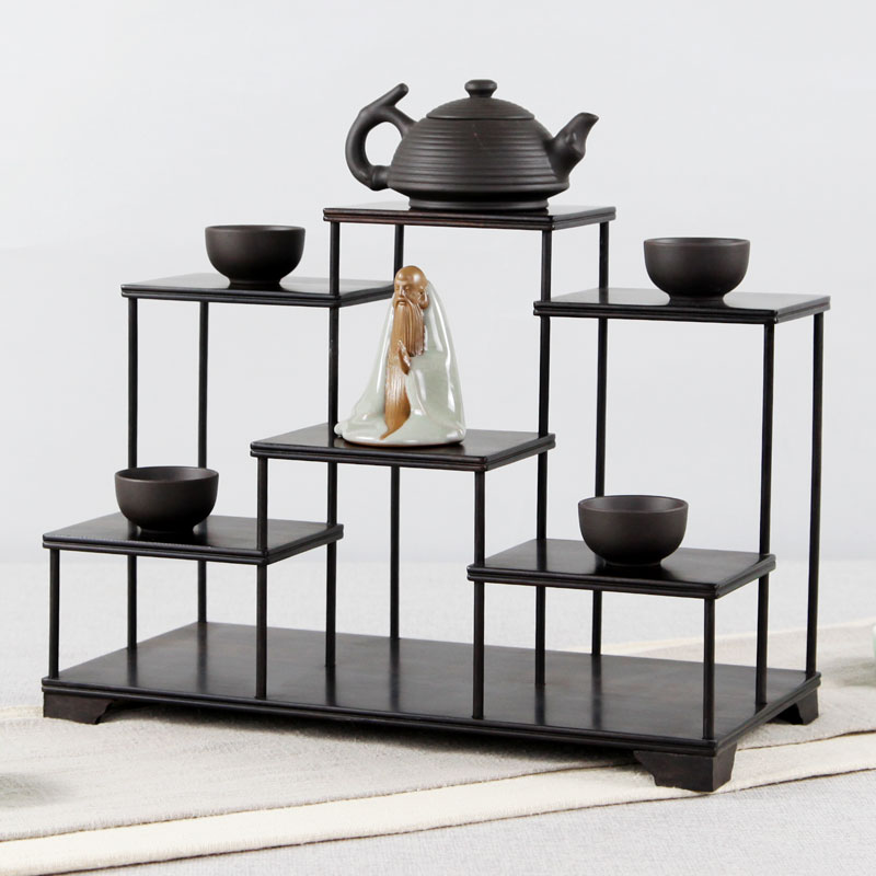 紅木博古架小型工藝品展示架紫光檀新前后多寶閣置物架茶壺茶具架