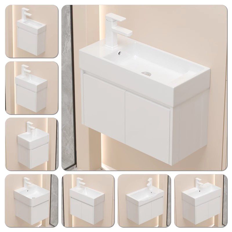 免運 浴室櫃 洗手盆 極簡風小戶型窄小洗手盆蜂窩太空鋁洗臉盆浴室柜組合圓角陶瓷一體特惠/開立發票 全館8折H0915 2