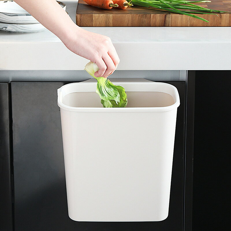 懸掛式廚房櫥柜垃圾桶塑料創意家用壁掛無蓋雜物收納桶長方形