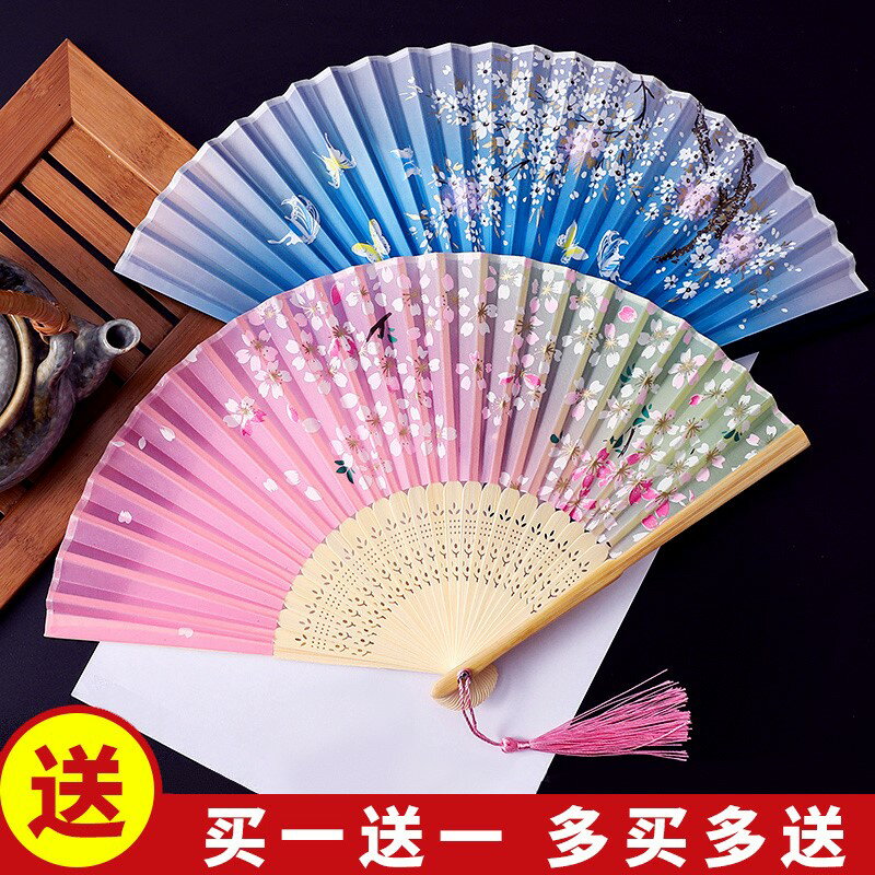 扇子摺扇古風中國風女式漢服旗袍舞蹈兒童學生夏日隨身折疊小巧扇