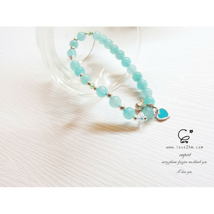 禮物/天河石/白水晶盤珠/橄欖石/水晶手鍊/925純銀/[晶晶工坊-love2hm]