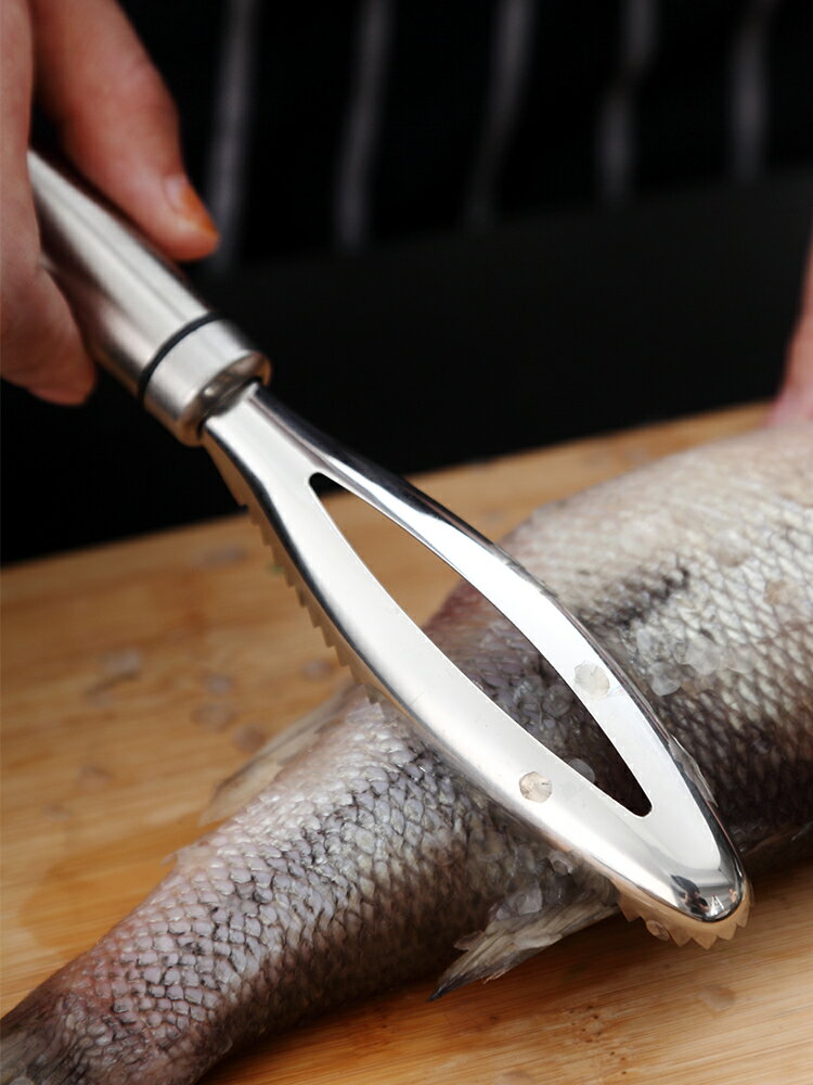 刮魚鱗器304不銹鋼去鱗神器刨魚鱗刨 打鱗刷子廚房工具刷刀套裝