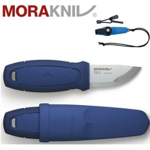 MORAKNIV 不鏽鋼短直刀組(附掛繩、打火石)露營小刀/野外求生/隨身刀 Eldris 12631藍色 瑞典製