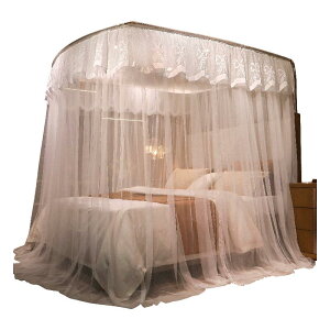 夏季u型伸縮免安裝蚊帳家用床簾落地支架一體式公主風可拆洗蚊帳