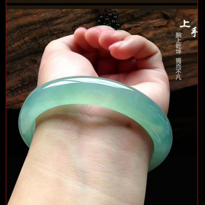 【現貨】天然緬甸翡翠色真玉冰種手鐲子媽媽款旺夫粗細款淺綠少女玉鐲包郵【北歐家居生活】