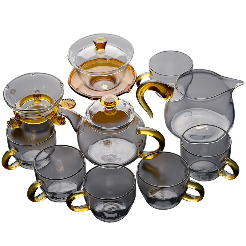 功夫茶具套裝整套加厚玻璃茶杯家用簡約現代透明茶壺耐高溫公道杯