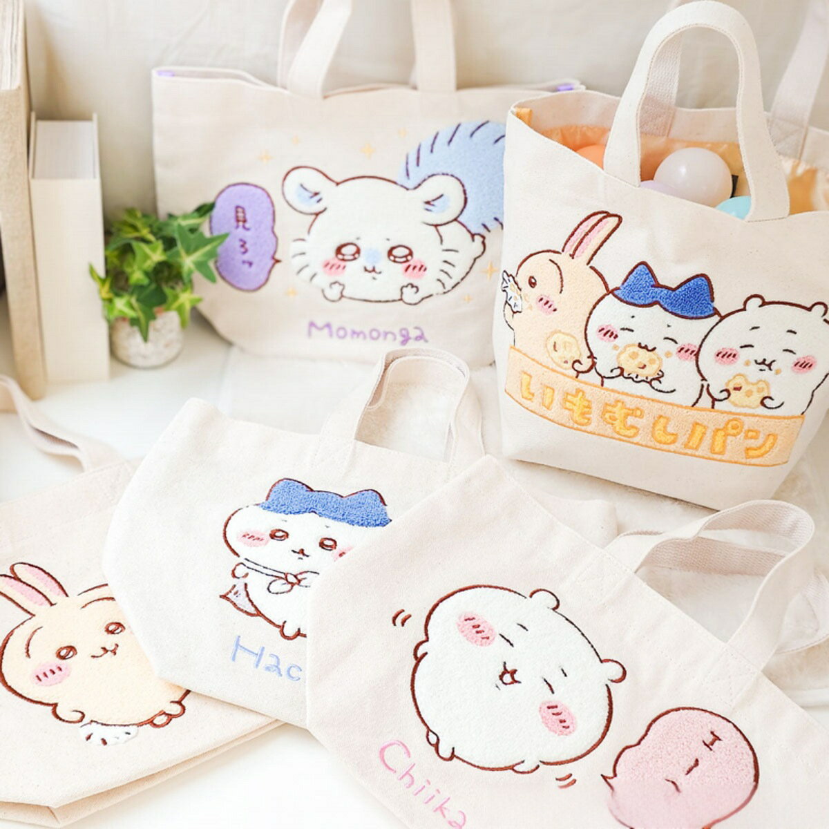 日系chiikawa吉伊咔哇刺繡手提包卡通可愛帆布包小八烏薩奇托特包