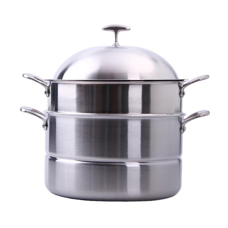 304不銹鋼三層鋼家用蒸鍋加厚加大多功能湯鍋雙耳燉鍋