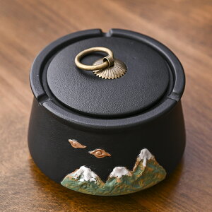 陶瓷煙灰缸 帶蓋創意個性時尚辦公室防飛灰大小號客廳家用歐式煙缸【不二雜貨】