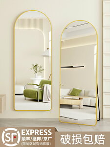 法式全身鏡家用落地穿衣鏡網紅壁掛式鏡子異形高級感立體大試衣鏡