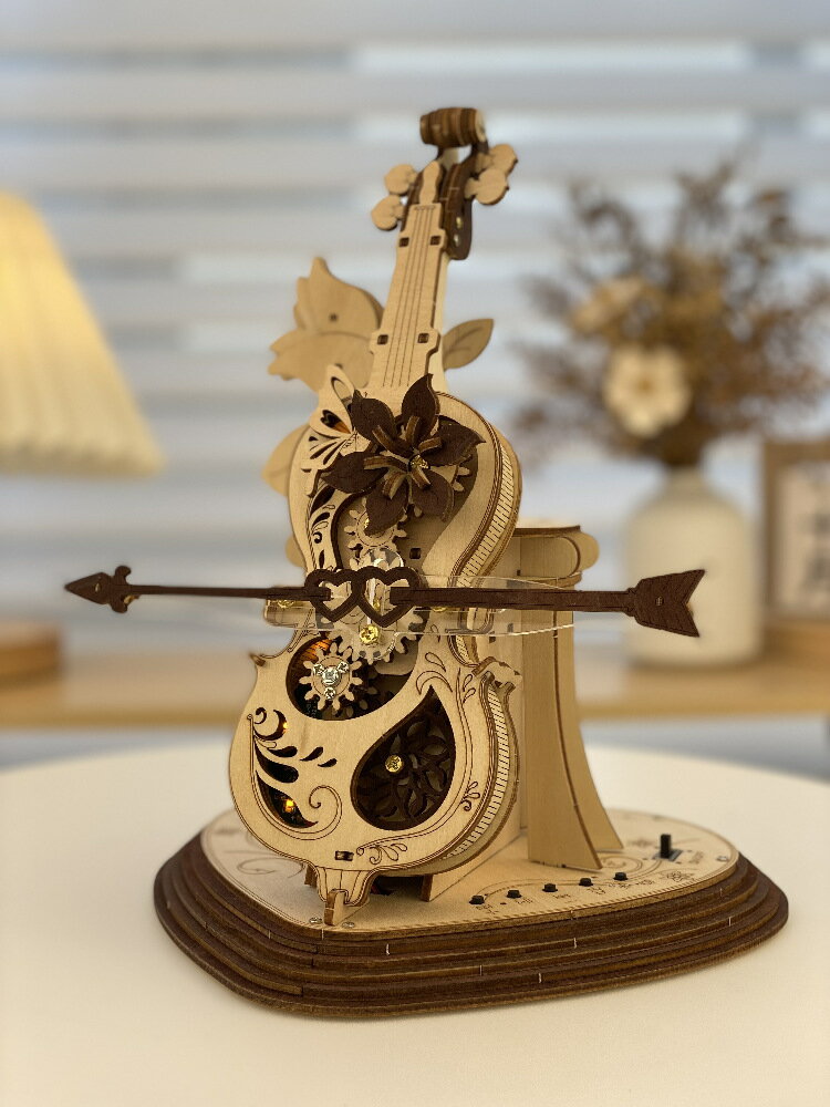 秘境大提琴藍芽款音樂盒八音盒diy手工木質拼裝模型積木生日禮物