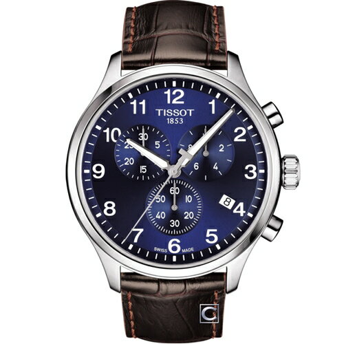 樂天卡滿5千回饋10%｜TISSOT 天梭 Chrono XL韻馳 系列 經典計時腕錶 T1166171604700 -45mm-藍面皮革★11月限定★