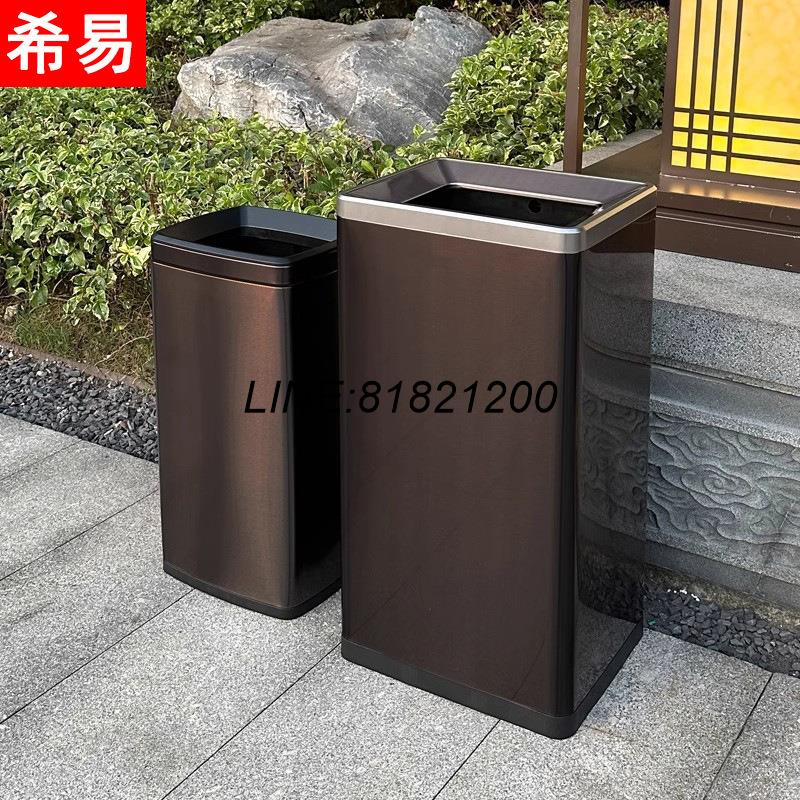 公司貨 垃圾桶商用大容量環境筒方形不銹鋼辦公樓無蓋高檔50升檫手紙桶 快速出貨