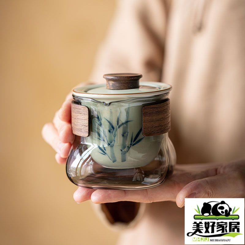【良品舎】全館免運 開發票 保售後 茶具 茶壺 玻璃蓋碗茶杯大號單個高檔不燙手手抓壺一人功夫茶具泡茶壺泡茶杯