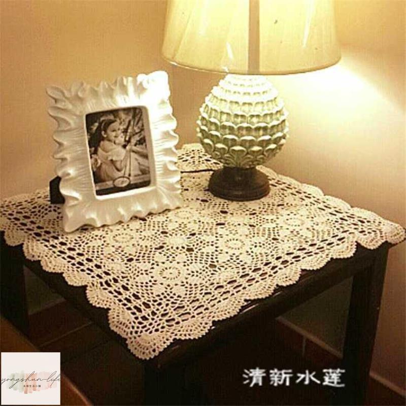 北歐簡約風 - 手工鉤針刺繡花沙發巾 純棉編織鏤空布藝桌布 蓋巾 沙發巾