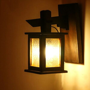 實木壁燈東南亞風格復古創意古典裝飾燈具酒店餐廳墻壁泰式玻璃燈