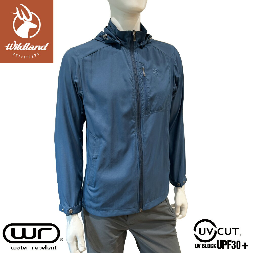 【Wildland 荒野 男 彈性透氣抗UV涼感輕薄外套《希臘藍》】0B31906/防曬外套/機能外套