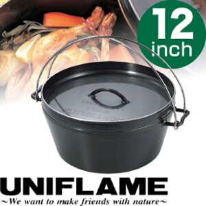 【UNIFLAME 日本 12吋黑皮鐵鍋 】U660966/黑皮鐵鍋/荷蘭鍋