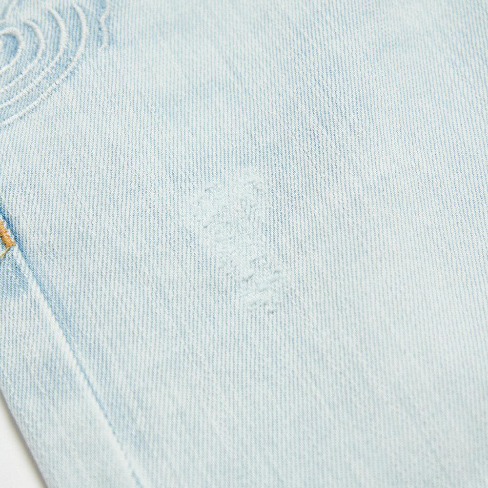 EDOKATSU江戶勝 男款 石洗雪花丹寧直筒褲 (重漂藍) 4