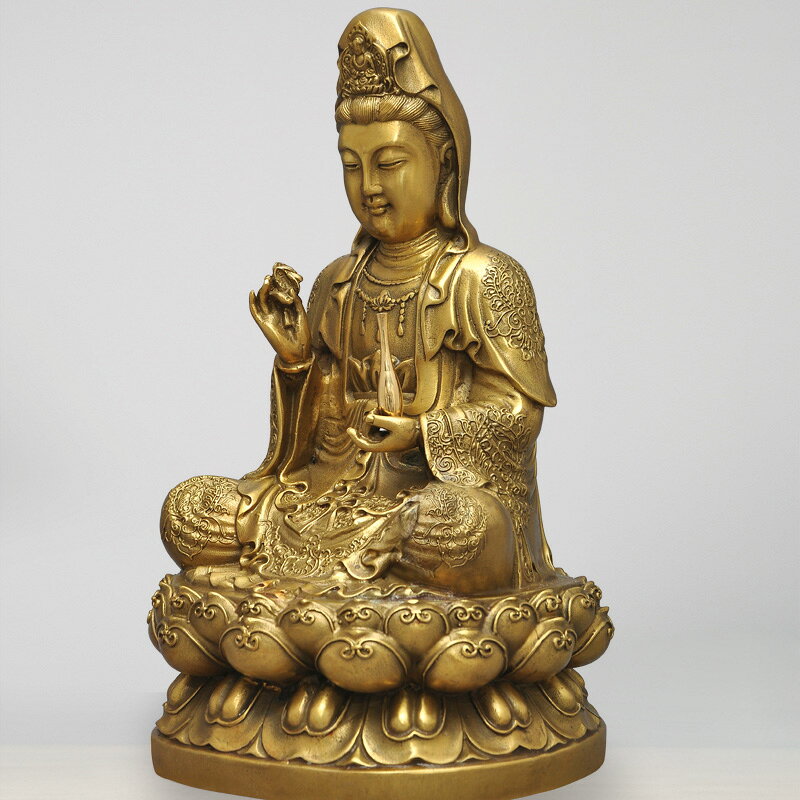 黃銅南無觀世音菩薩佛像擺件觀音菩薩像風水工藝品居家寺廟供奉| 協貿