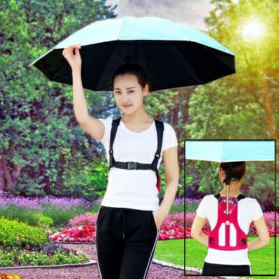 熱銷新品 雨傘背包式遮陽傘戶外防曬頭頂太陽傘釣魚傘帽帶神器