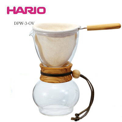 《HARIO》濾布橄欖木手沖咖啡壺 DPW-3-OV 480ml 3~4杯