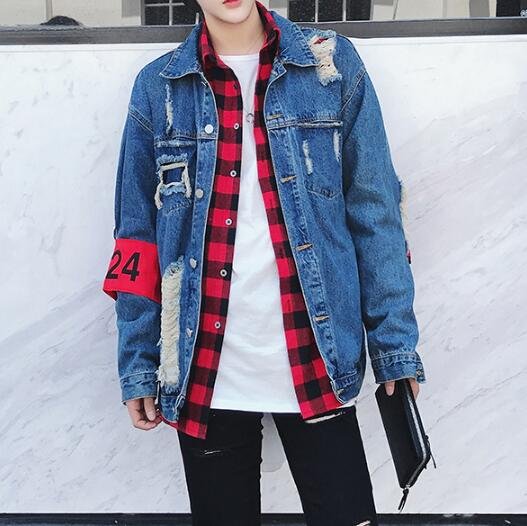 FINDSENSE Z1 韓國 時尚 潮 男 破壞破洞 拉鏈設計 牛仔外套