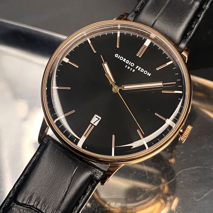 點數9%★GiorgioFedon1919手錶,編號GF00107,42mm玫瑰金圓形精鋼錶殼,黑色簡約, 中三針顯示錶面,深黑色真皮皮革錶帶款,潮流代名詞!【APP下單享9%點數上限5000點】 1