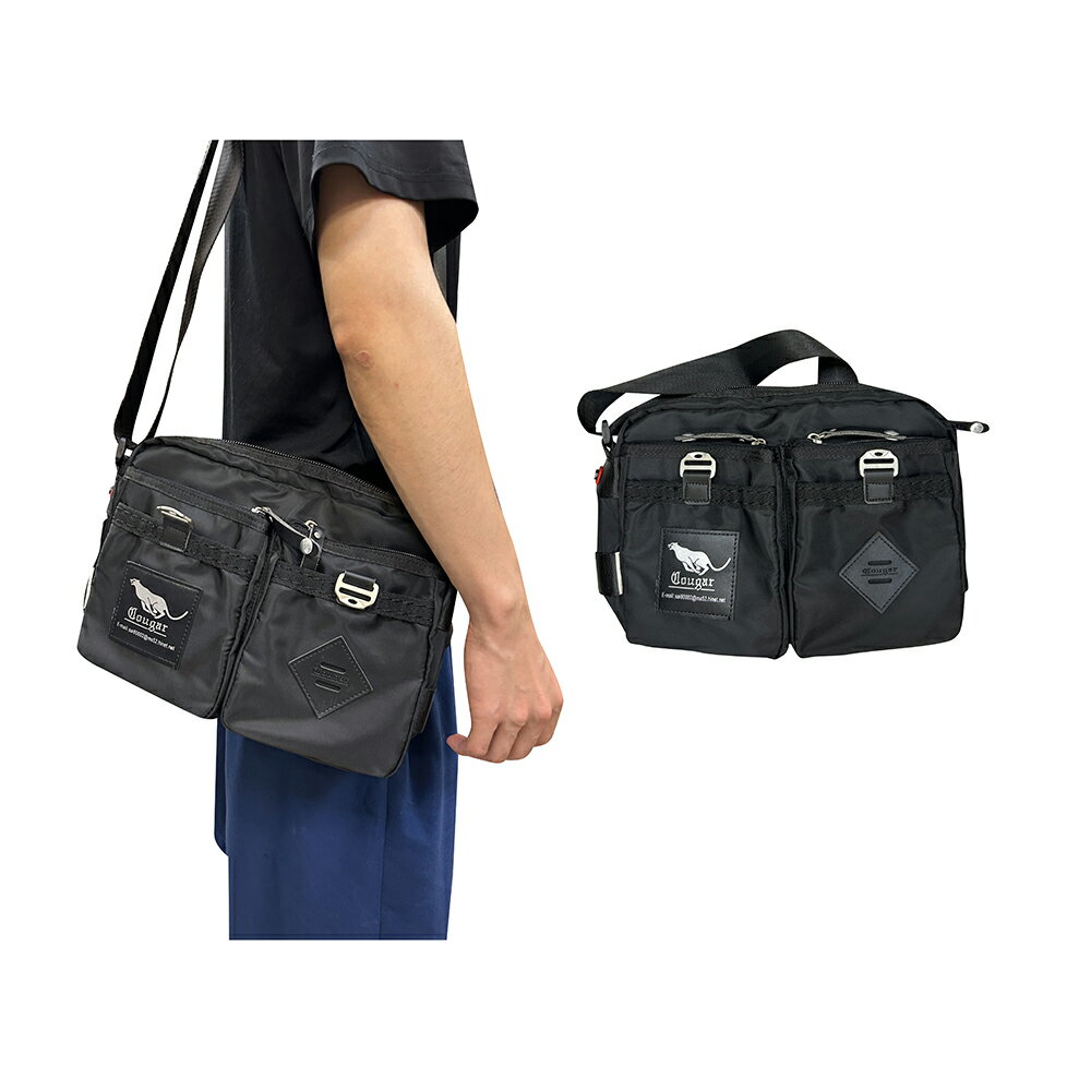 ~雪黛屋~Cougar 肩側包中容量二主袋+外袋共七層進口水尼龍布肩背斜側外出休閒隨身品NCG7110