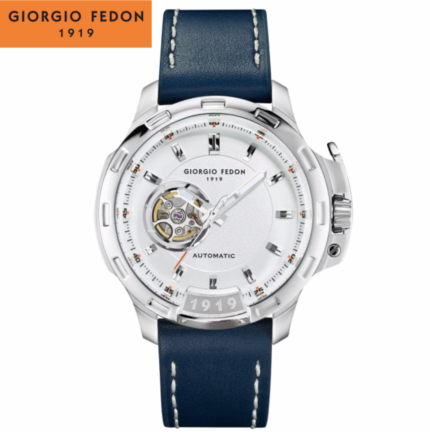 Giorgio Fedon 喬治菲登1919 TIMELESS IV 永恆系列核芯版 簍空機械腕錶 GFBG017 白X藏藍/45mm