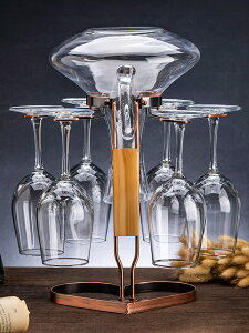 紅酒杯套裝水晶玻璃家用酒具葡萄酒醒酒器一體杯架創意6只高腳杯