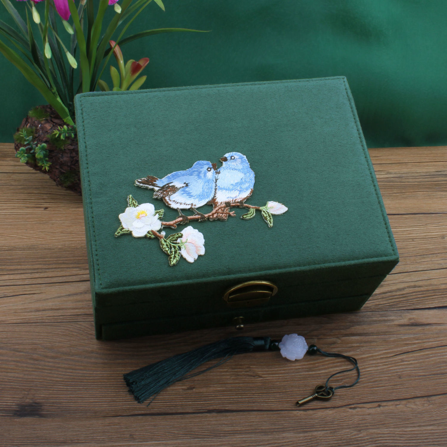 抽屜式首飾盒 絨布木質飾品收納盒 防氧化雙層帶鎖手鐲盒 項鏈珠寶盒