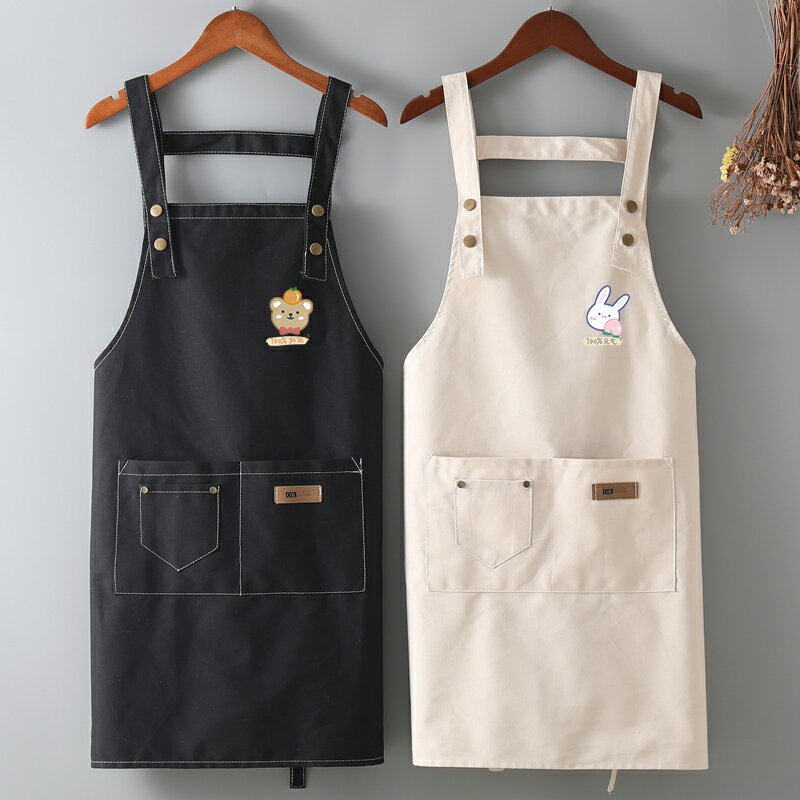 新款純棉圍裙家用廚房防水防油女時尚可愛日系韓版工作服