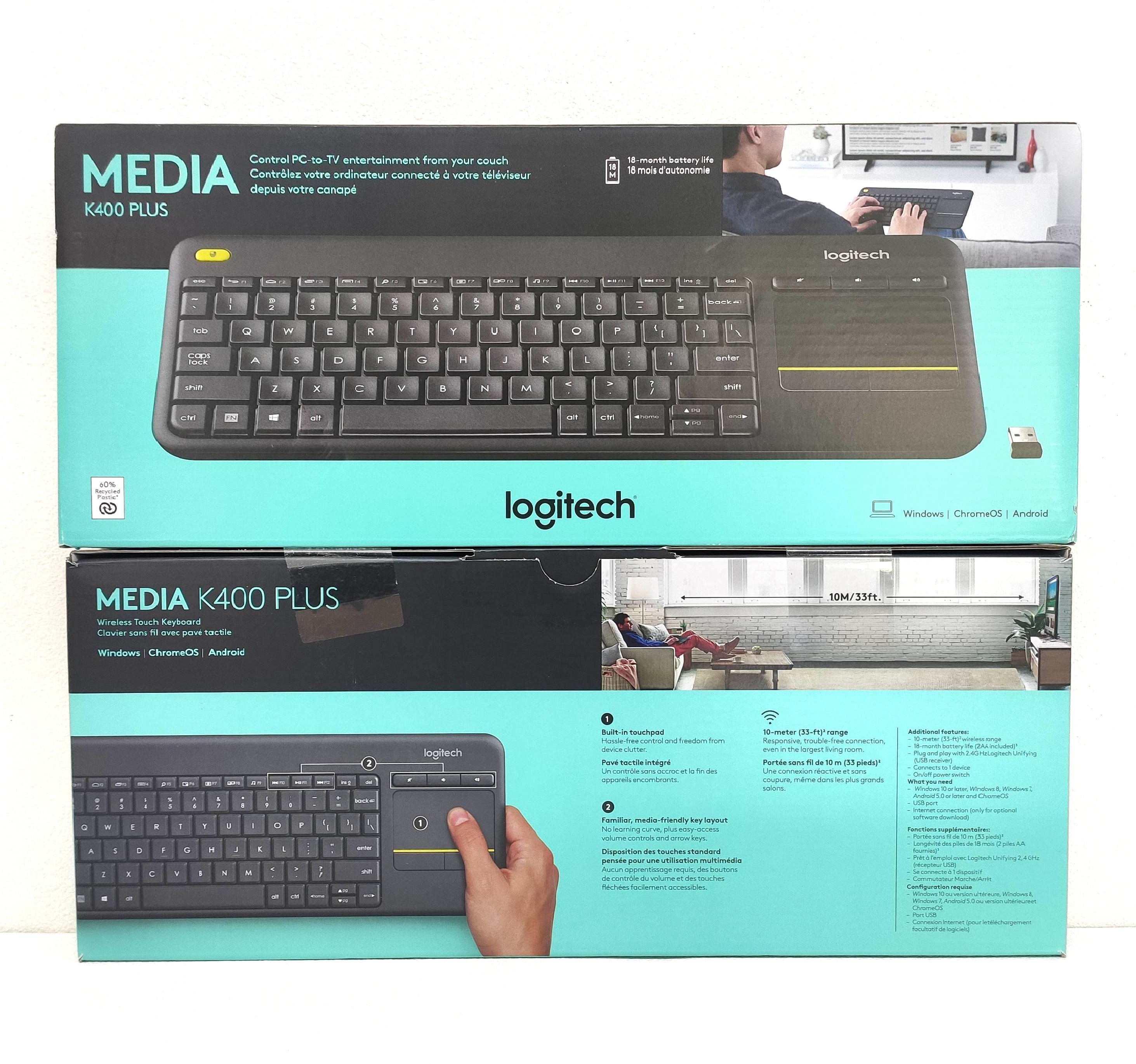 [4美國直購] Logitech K400 Plus Wireless Touch TV Keyboard (無中文字)