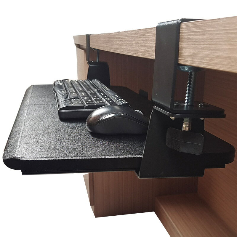 廠家供應鍵盤托架 免打孔夾桌辦公桌加裝抽屜滑道滑軌抽拉托盤