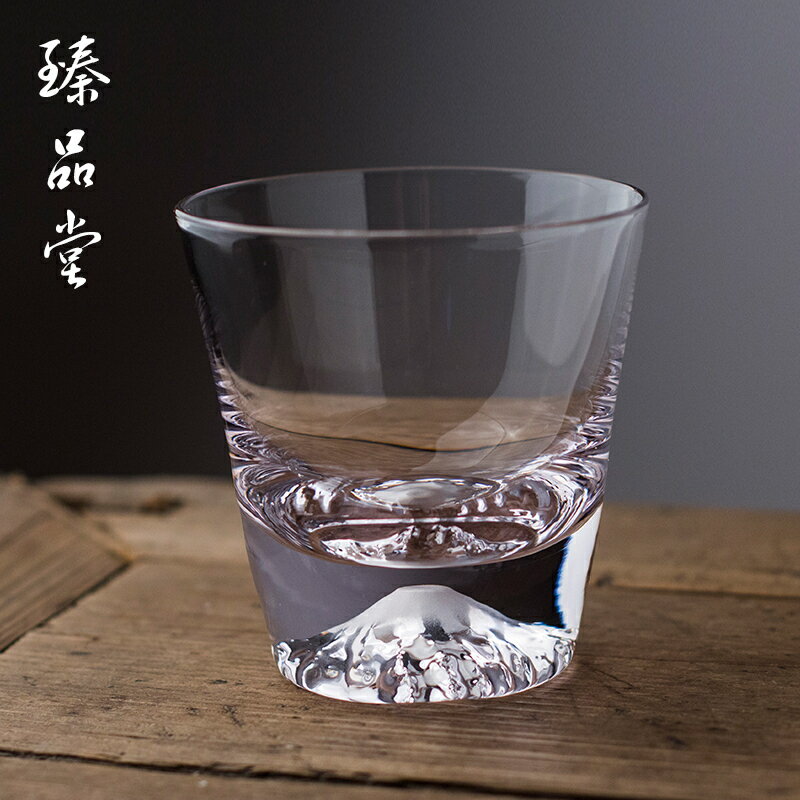 臻品堂 日本富士山茶杯 水晶玻璃杯子 雪山杯 茶具雞尾酒杯水杯1入
