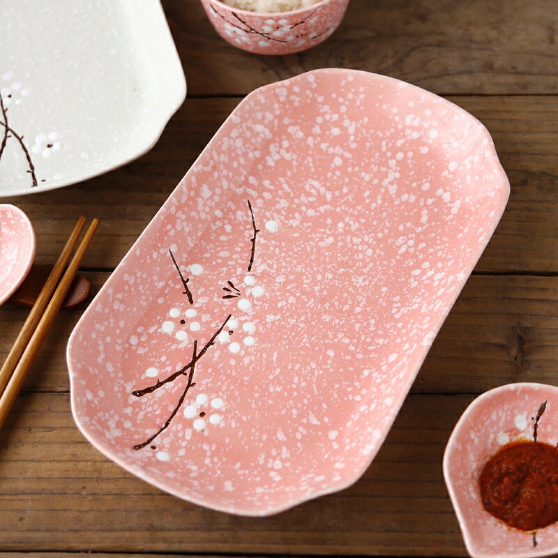日式創意長方形魚盤陶瓷盤子家用菜盤壽司盤蒸魚盤飯盤12英寸雪花