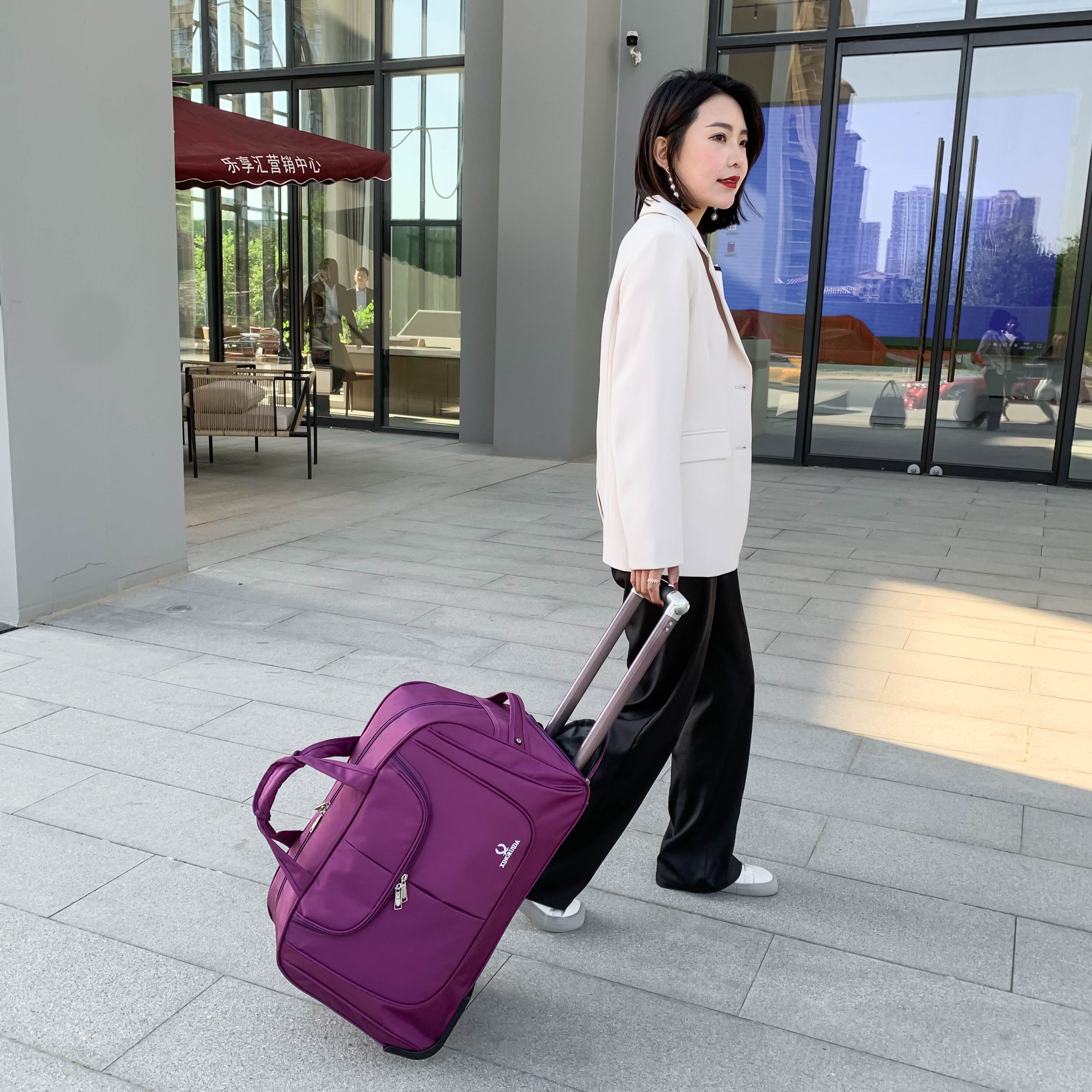旅遊拉桿包 拉桿包旅游手提旅行袋大容量行李包登機提包可折疊旅行包歐美時尚【MJ192949】