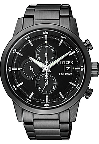 CITIZEN 星辰錶 急速豪傑光動能計時腕錶(CA0615-59E)-43mm-黑面鋼帶【刷卡回饋 分期0利率】