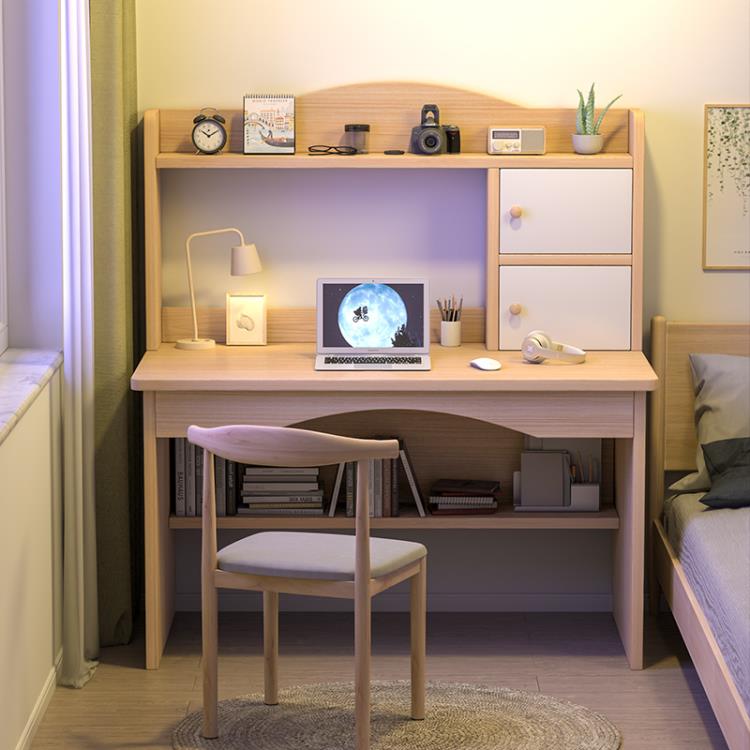 電腦桌台式簡約家用書桌書架一體臥室寫字桌學生學習桌簡易辦公桌